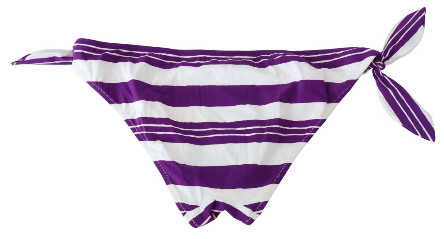 Dolce & Gabbana Purple White Stripes Beachwear Bikini Bottom