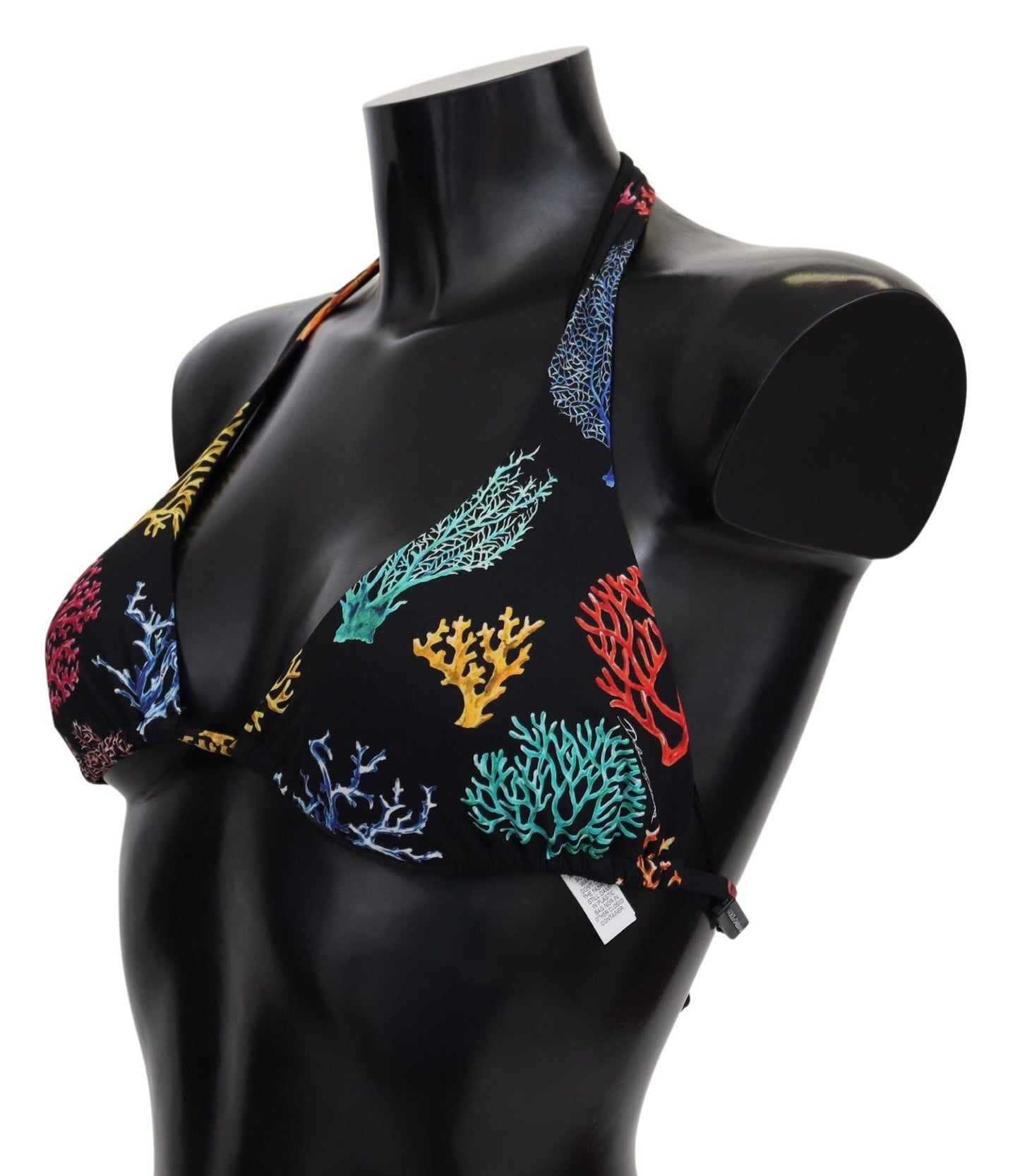 Dolce & Gabbana Black Corals Print Women Beachwear Bikini Tops