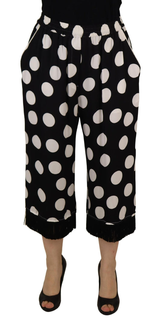 Dolce & Gabbana Polka Dot Mid Waist Cropped Trouser Pants