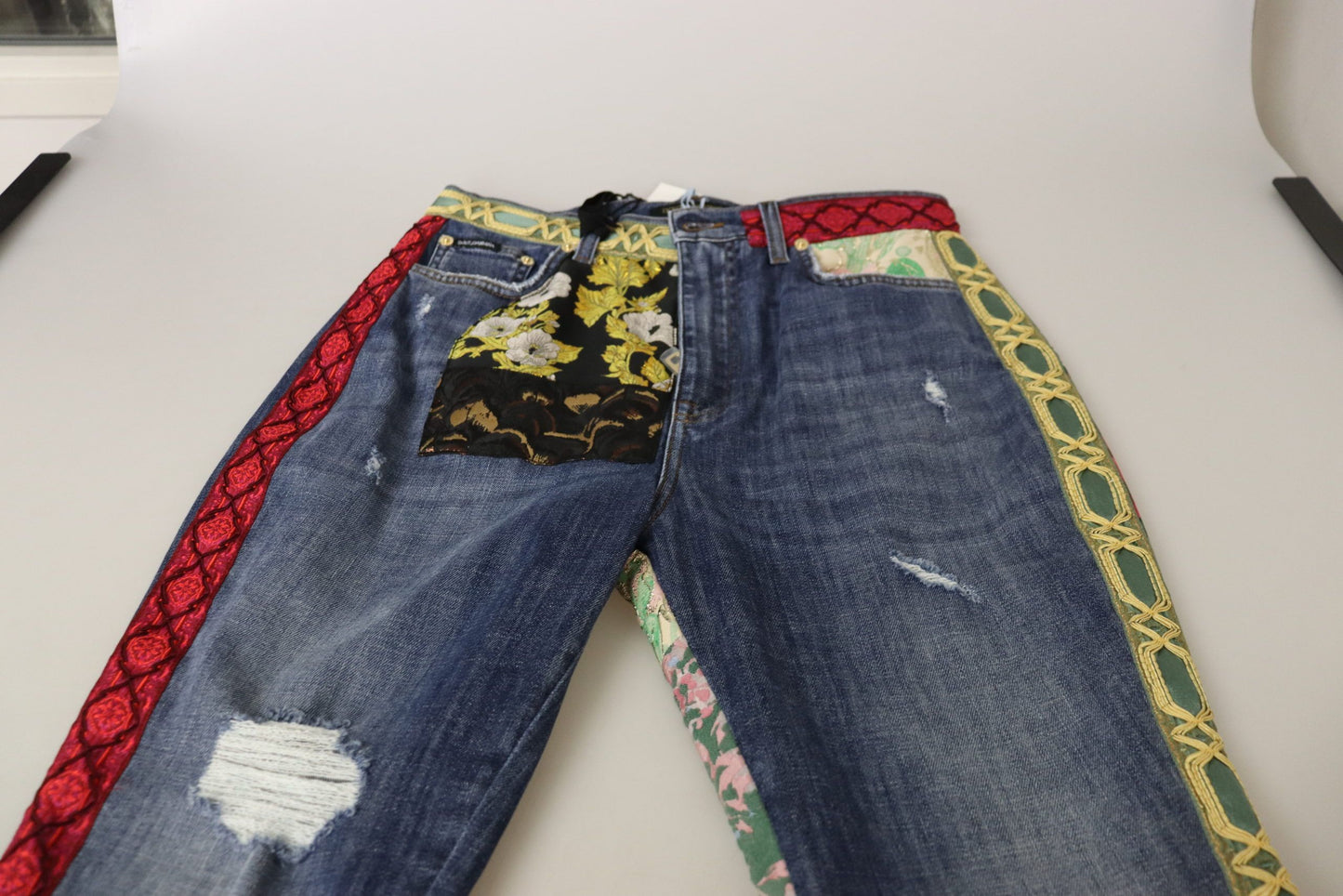 Dolce & Gabbana Blue Patchwork High Waist Denim Jeans