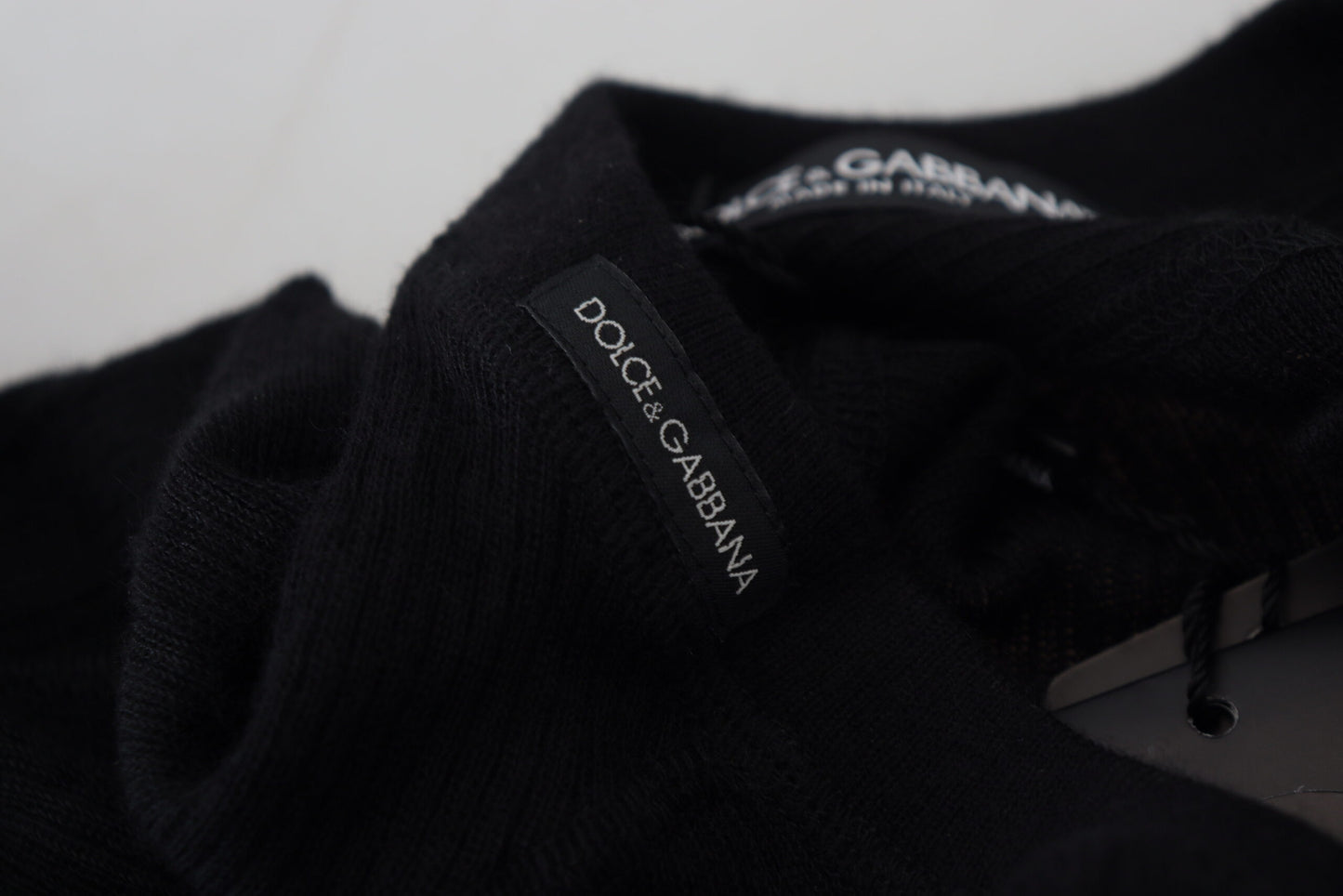 Dolce & Gabbana Black Cashmere Button Pullover Sweater