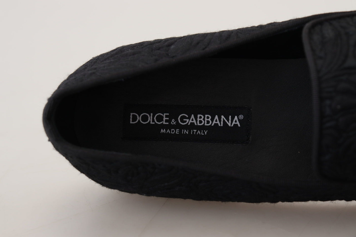 Dolce & Gabbana Black Floral Jacquard Slippers Loafers Shoes