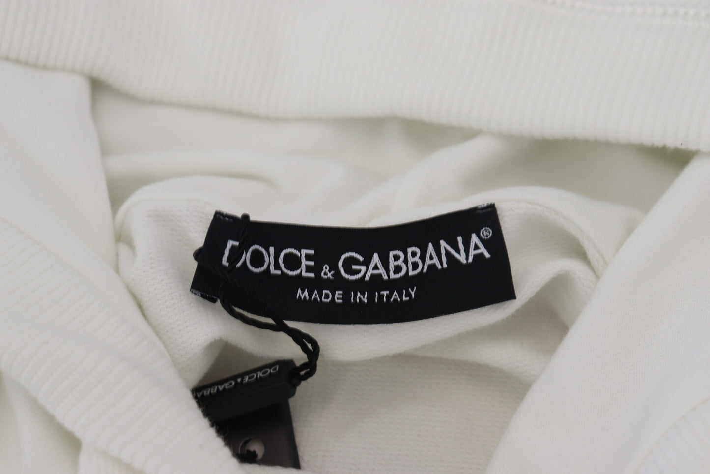 Dolce & Gabbana White Cotton Hooded Sweatshirt Logo Sweater