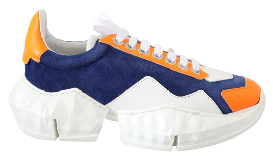 Jimmy Choo Diamond Blue Orange Leather Sneaker