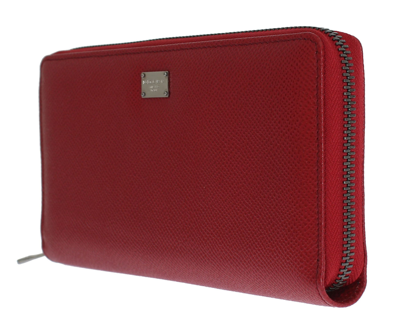 Dolce & Gabbana Red Dauphine Leather Zip Around Continental Wallet