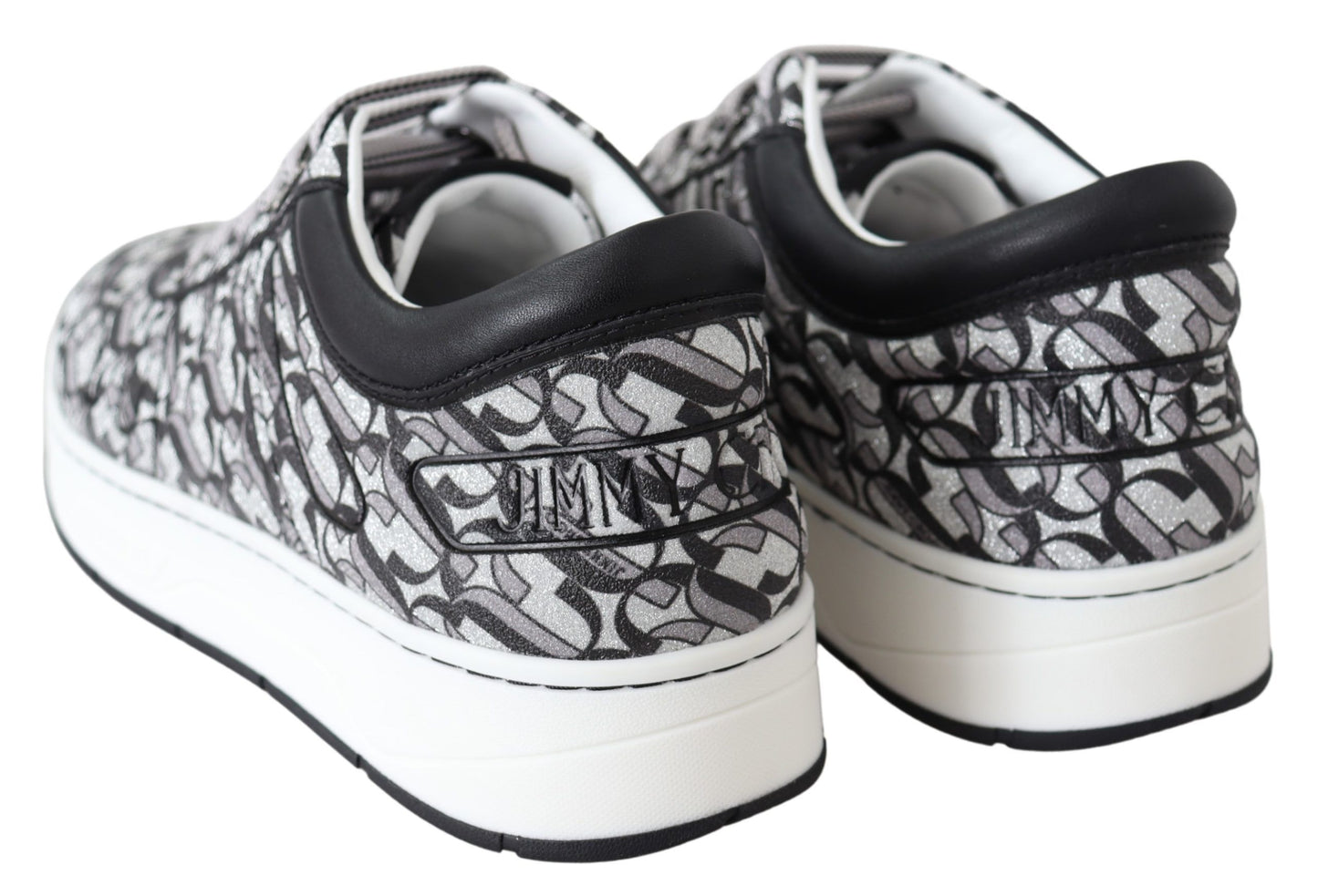 Jimmy Choo Silver Black Glitter Hawaii Sneakers