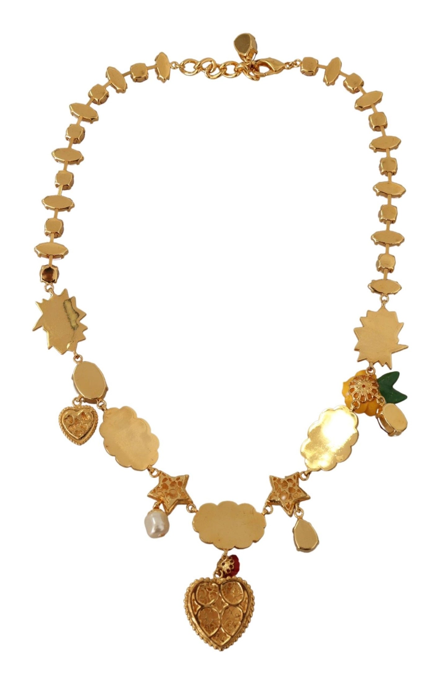 Dolce & Gabbana Gold Cartoon Love Star Boom Crystals Chain Necklace