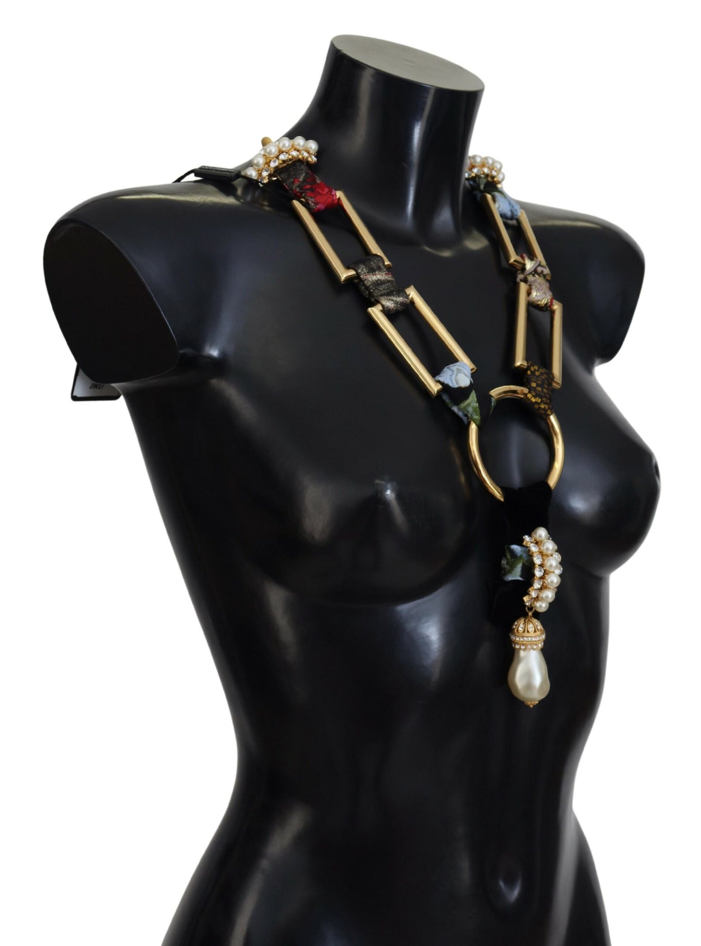 Dolce & Gabbana Gold Brass Sicily Crystal Robe Statement Necklace