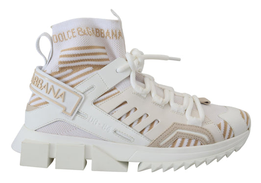 Dolce & Gabbana White Beige Sorrento Sneakers Shoes