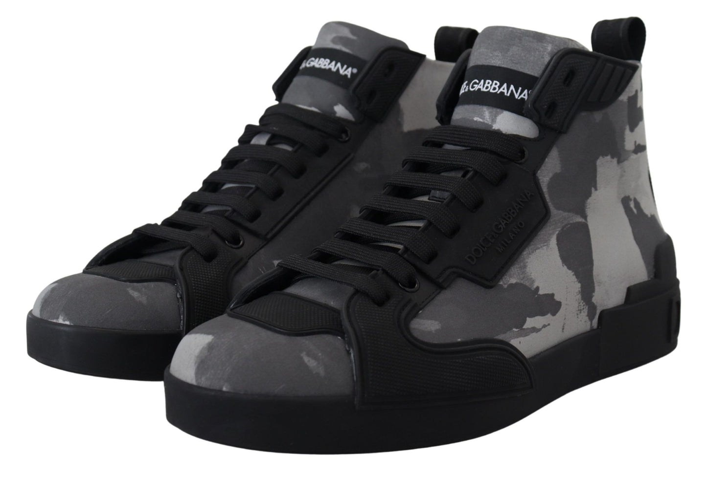 Dolce & Gabbana Gray Canvas Cotton High Tops Sneakers Shoes