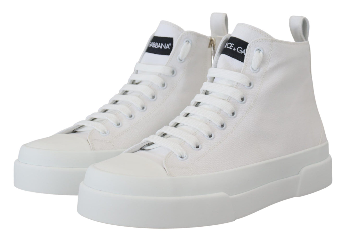 Dolce & Gabbana White Canvas Cotton High Tops Sneakers Shoes