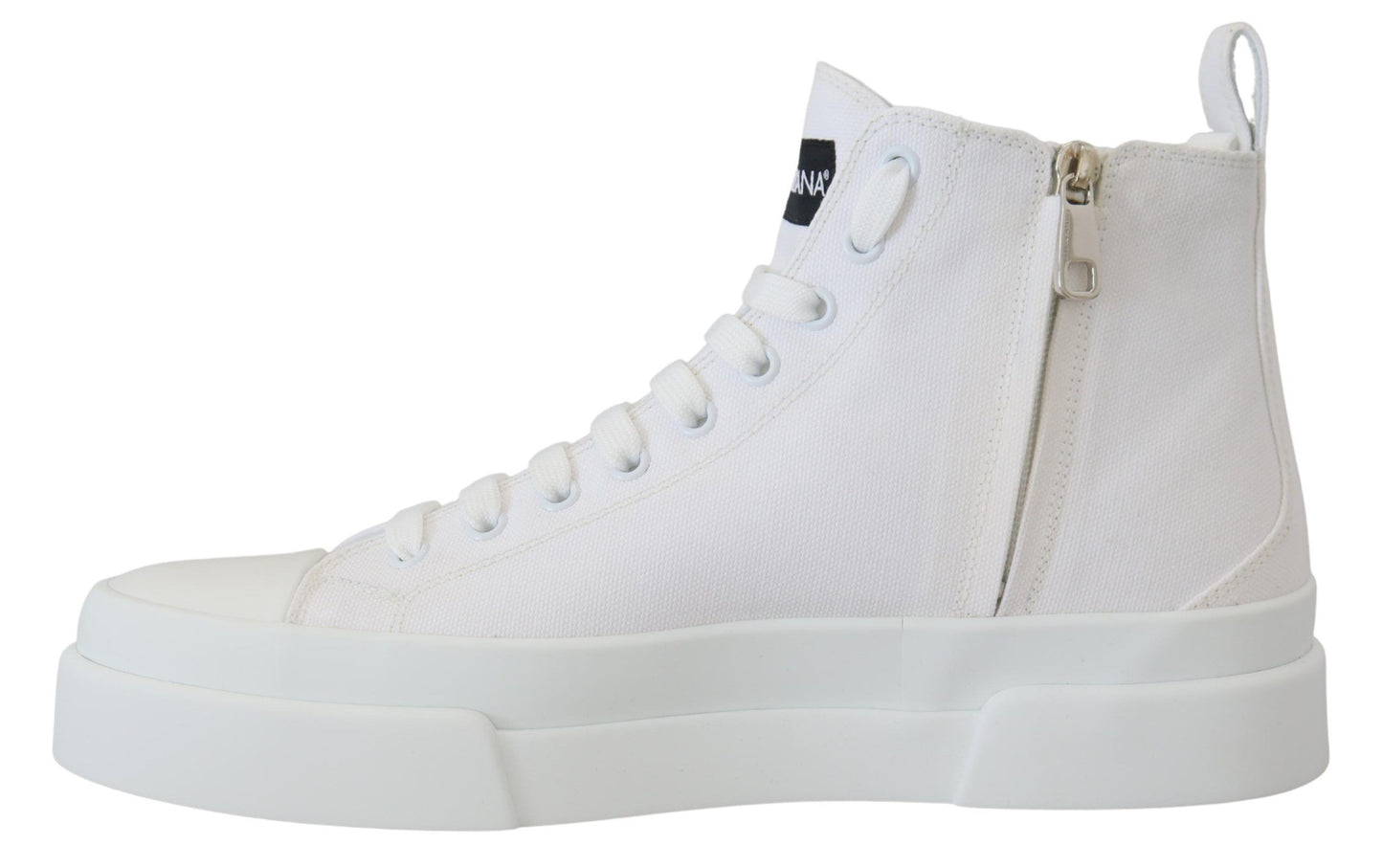 Dolce & Gabbana White Canvas Cotton High Tops Sneakers Shoes