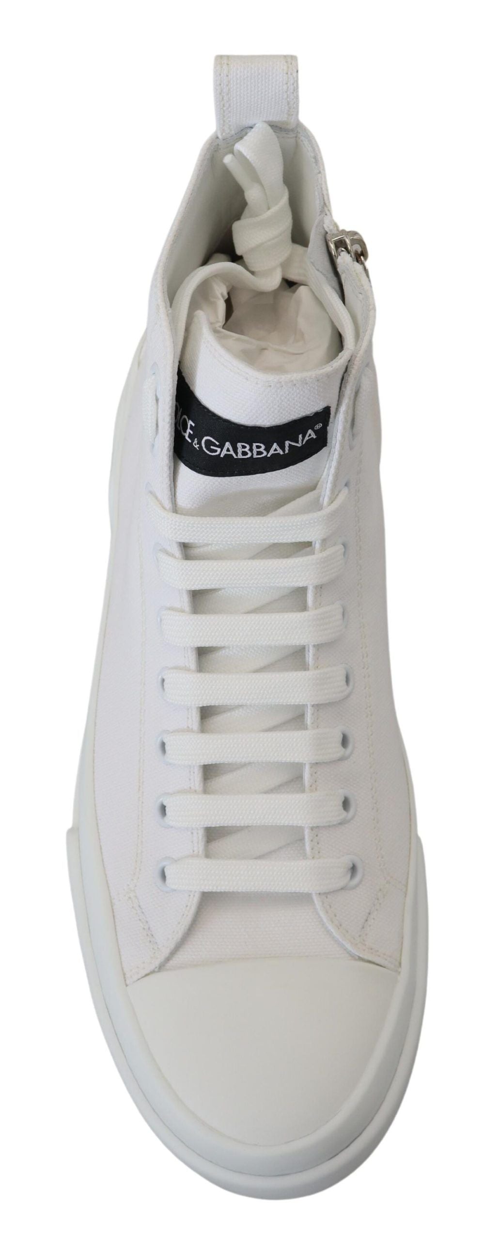 Dolce & Gabbana White Canvas Cotton High Tops Sneakers Shoes