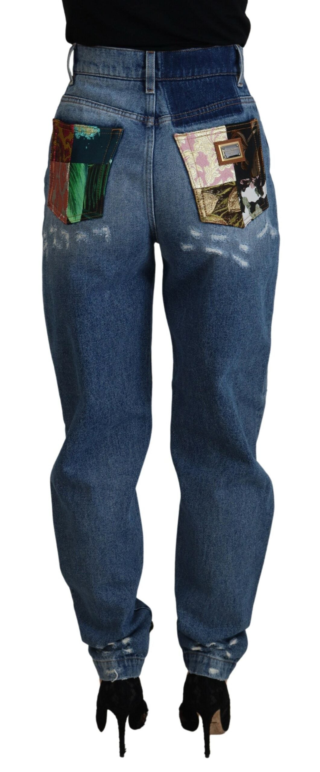 Dolce & Gabbana Blue Tattered Skinny Denim Cotton Jeans