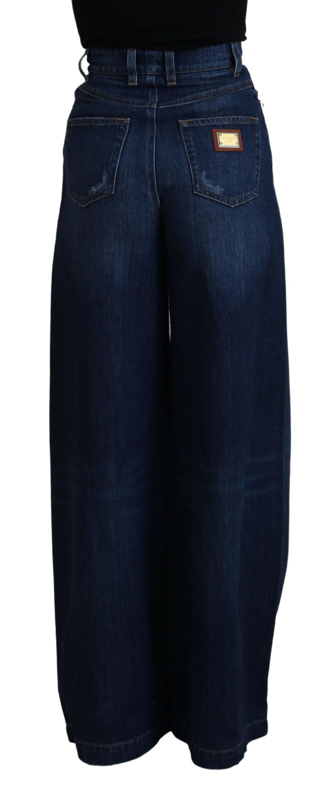 Dolce & Gabbana Blue Embellished Straight Denim Cotton Jeans