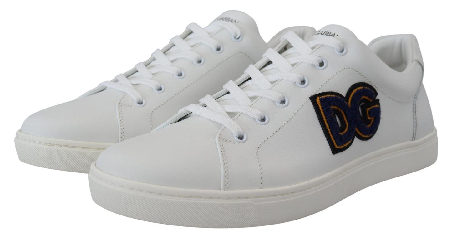 Dolce & Gabbana White Leather DG Logo Casual Sneakers Shoes