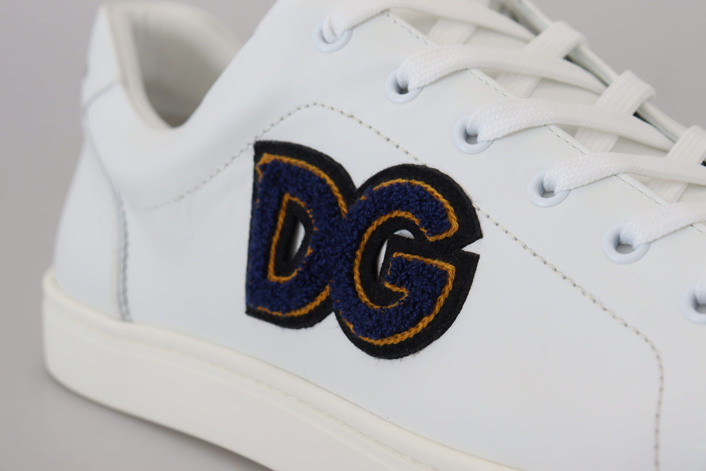 Dolce & Gabbana White Leather DG Logo Casual Sneakers Shoes