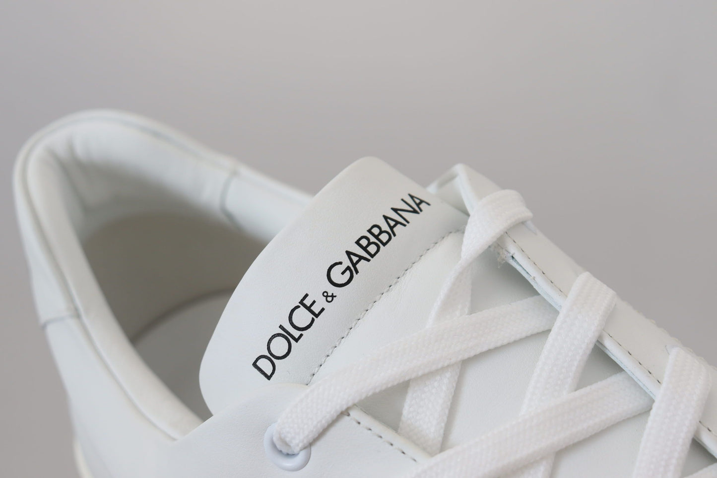 Dolce & Gabbana White Leather DG Logo Casual Sneakers Shoes