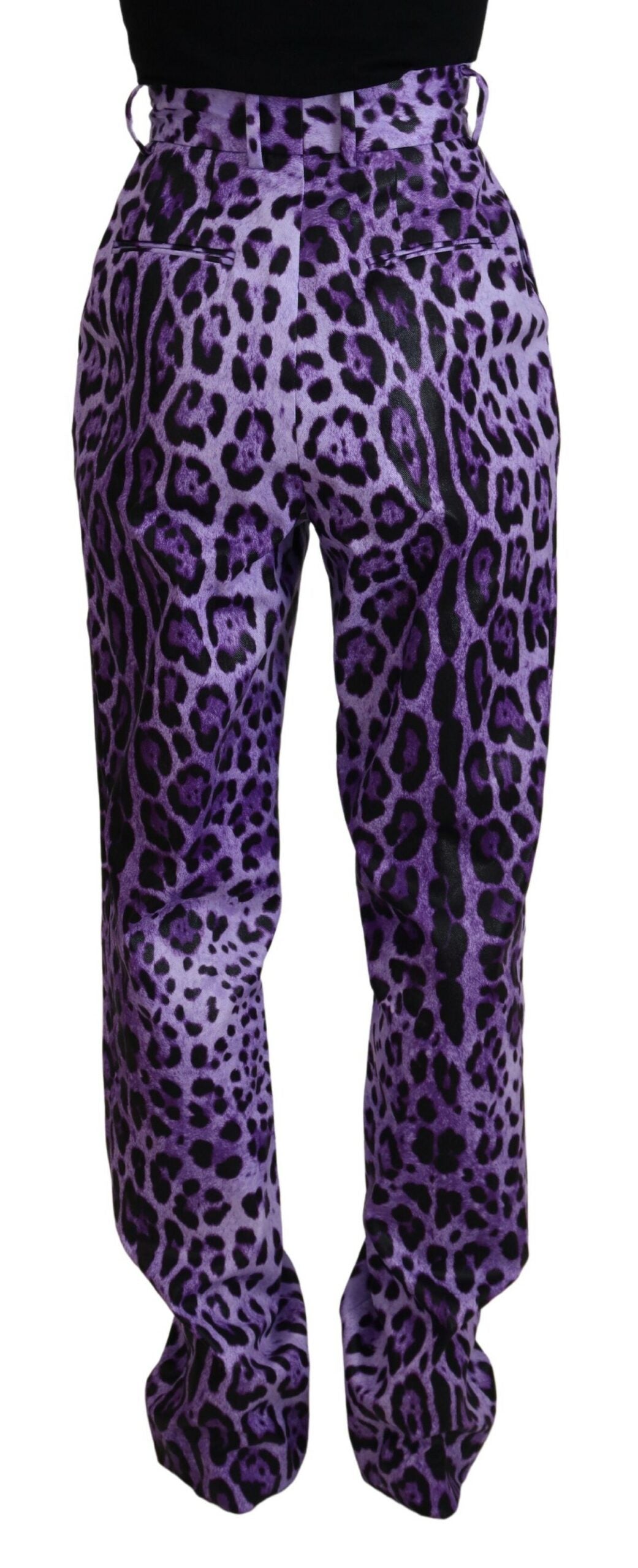 Dolce & Gabbana Purple Leopard Print High Waist Pants