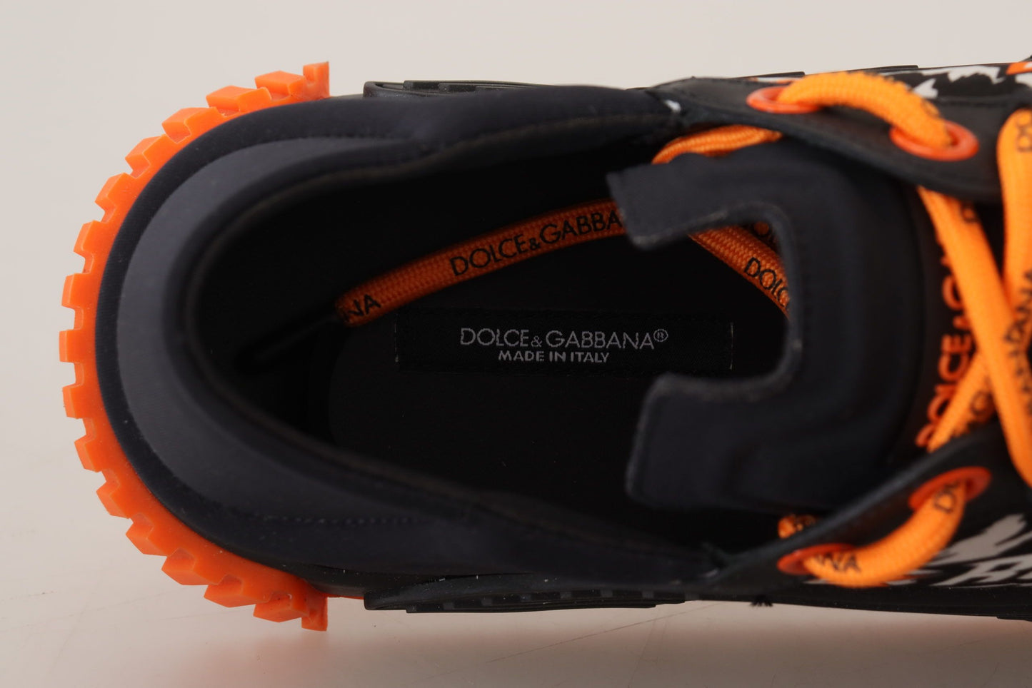 Dolce & Gabbana Black Orange Fabric Lace Up Sneakers NS1 Shoes