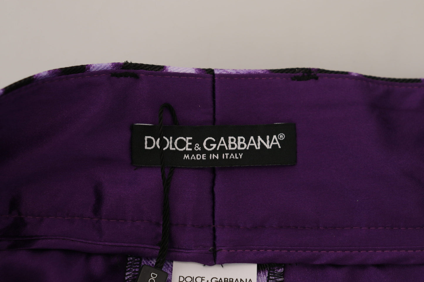 Dolce & Gabbana Purple Leopard Print High Waist Pants