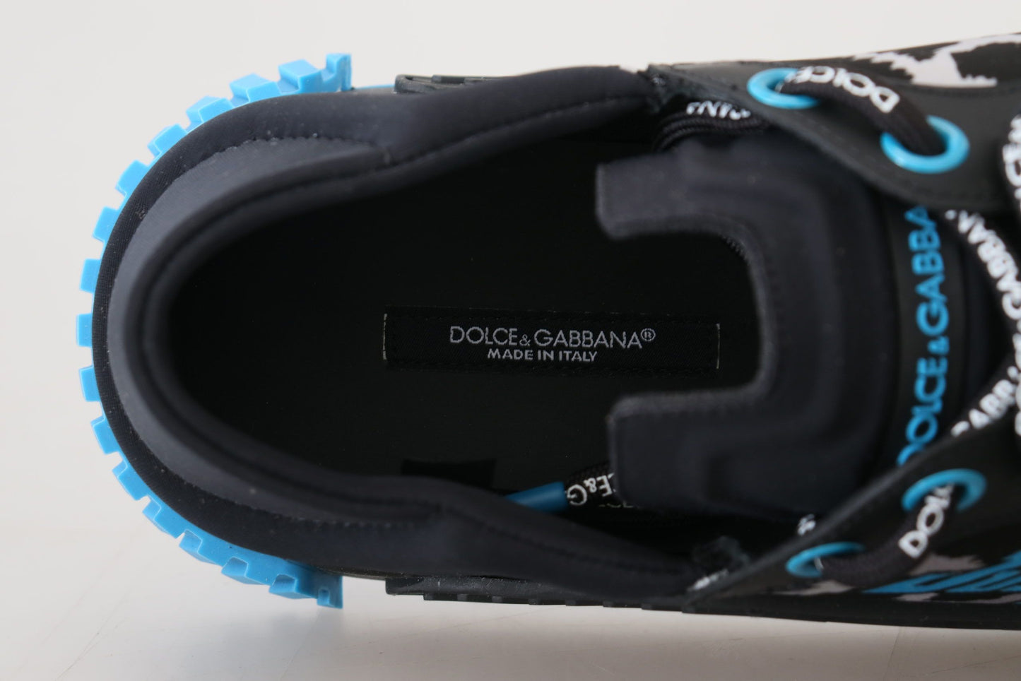 Dolce & Gabbana Black Blue Fabric Lace Up NS1 Sneakers