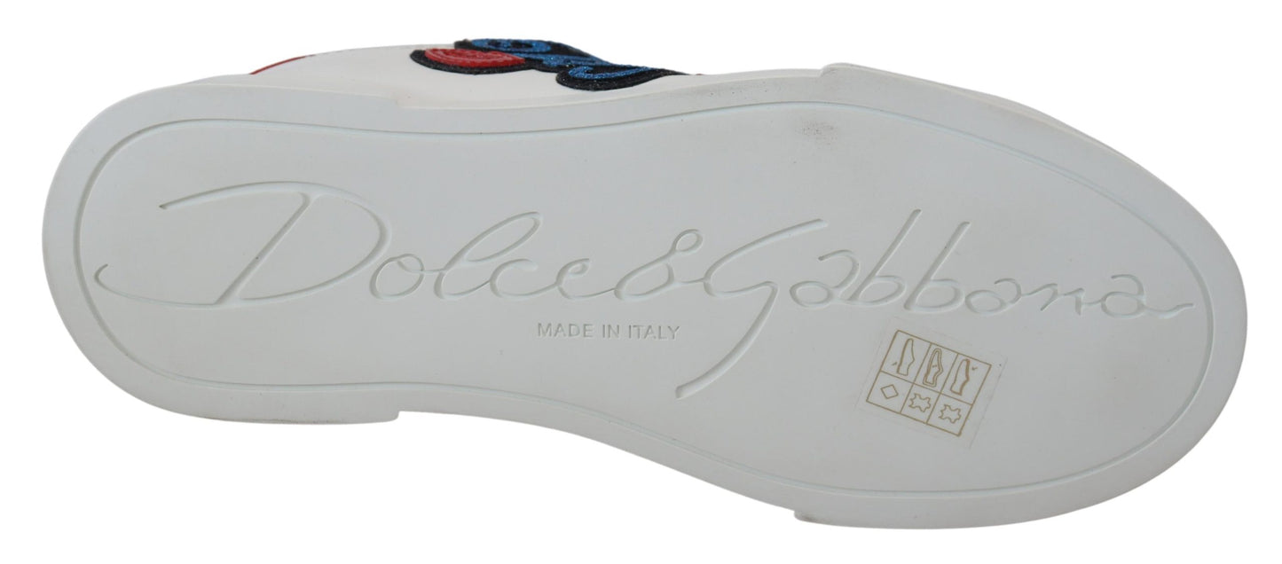 Dolce & Gabbana White Portofino Logo Classic Sneakers Shoes