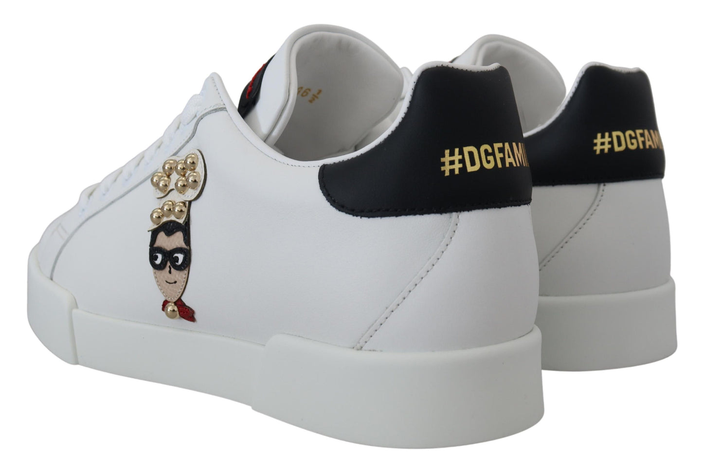 Dolce & Gabbana White Logo Patch Embellished Sneakers Shoes