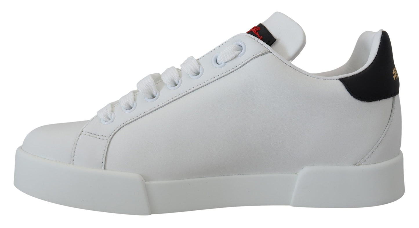 Dolce & Gabbana White Logo Patch Embellished Sneakers Shoes