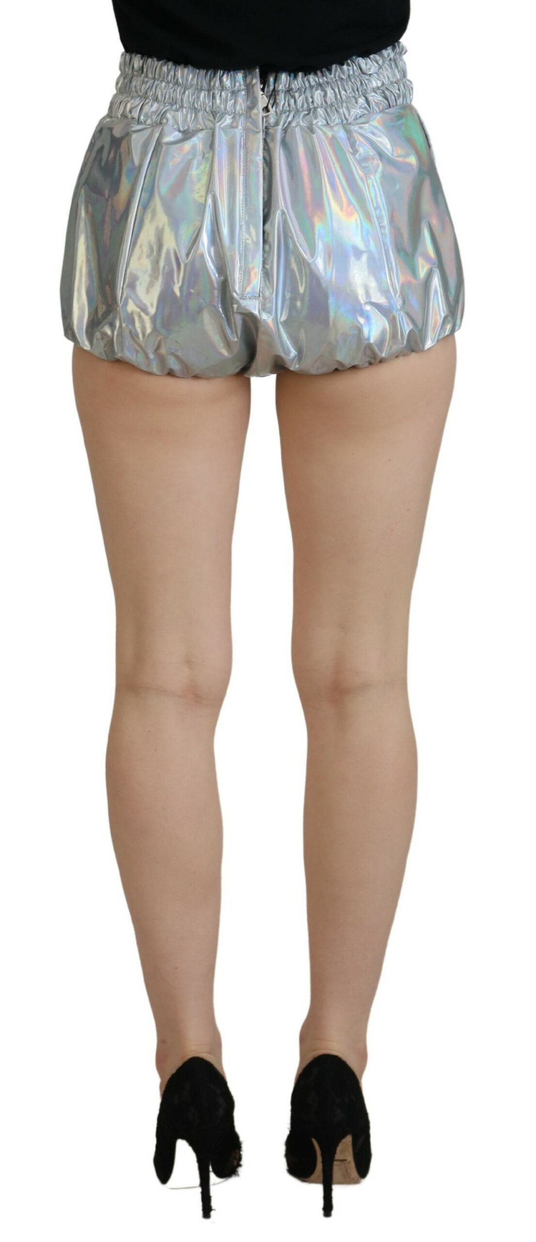 Dolce & Gabbana Silver Holographic High Waist Hot Pants Shorts