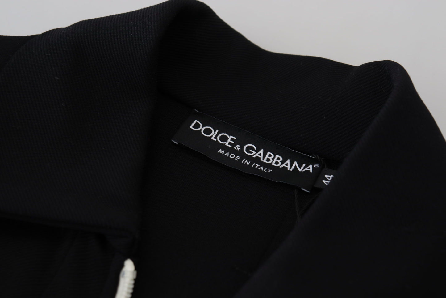 Dolce & Gabbana Black Nylon Full Zip Cardigan Logo Sweater