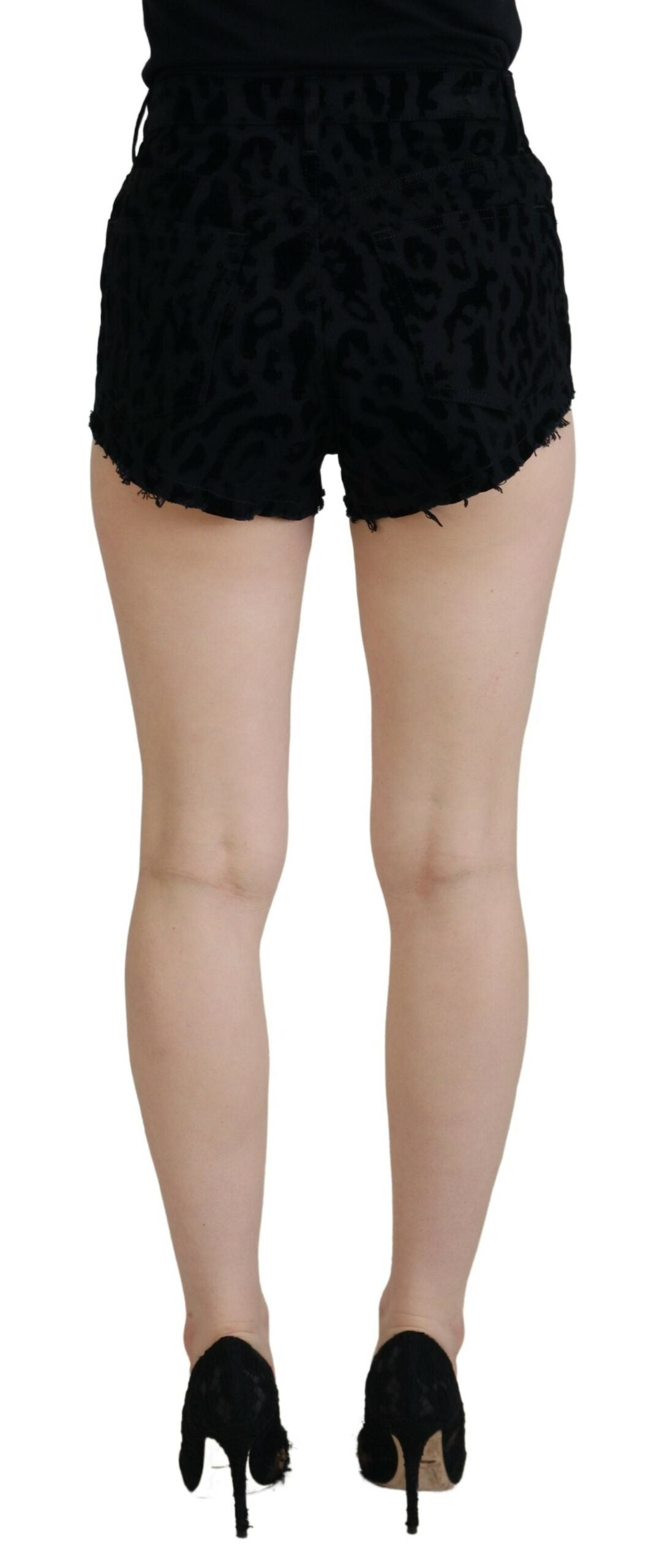 Dolce & Gabbana Black Denim Cotton Stretch Hot Pants Shorts