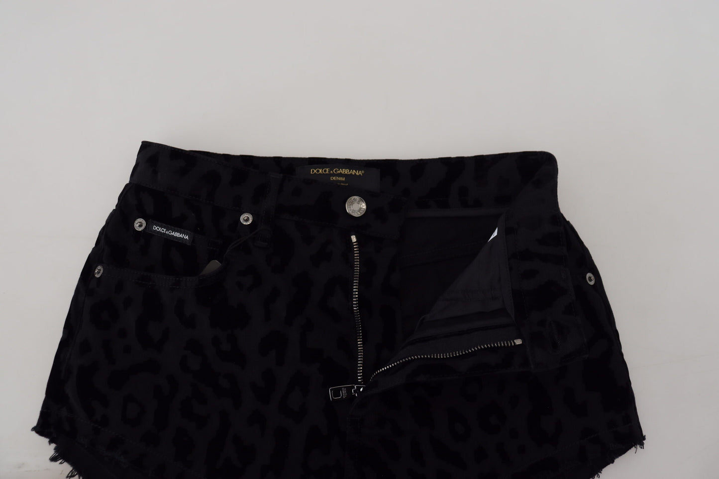 Dolce & Gabbana Black Denim Cotton Stretch Hot Pants Shorts