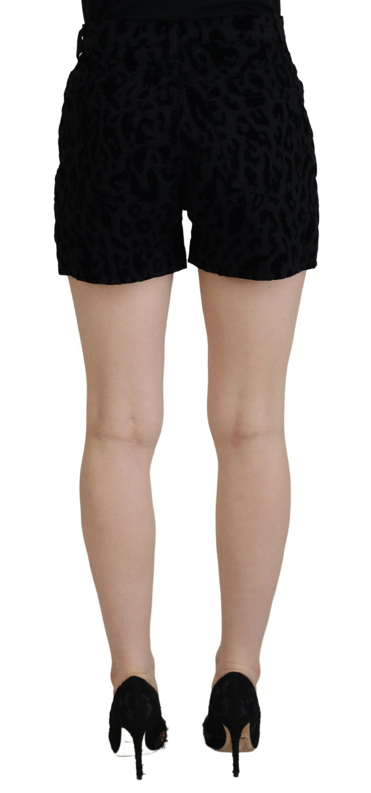 Dolce & Gabbana Black Denim Cotton Stretch Hot Pants Shorts