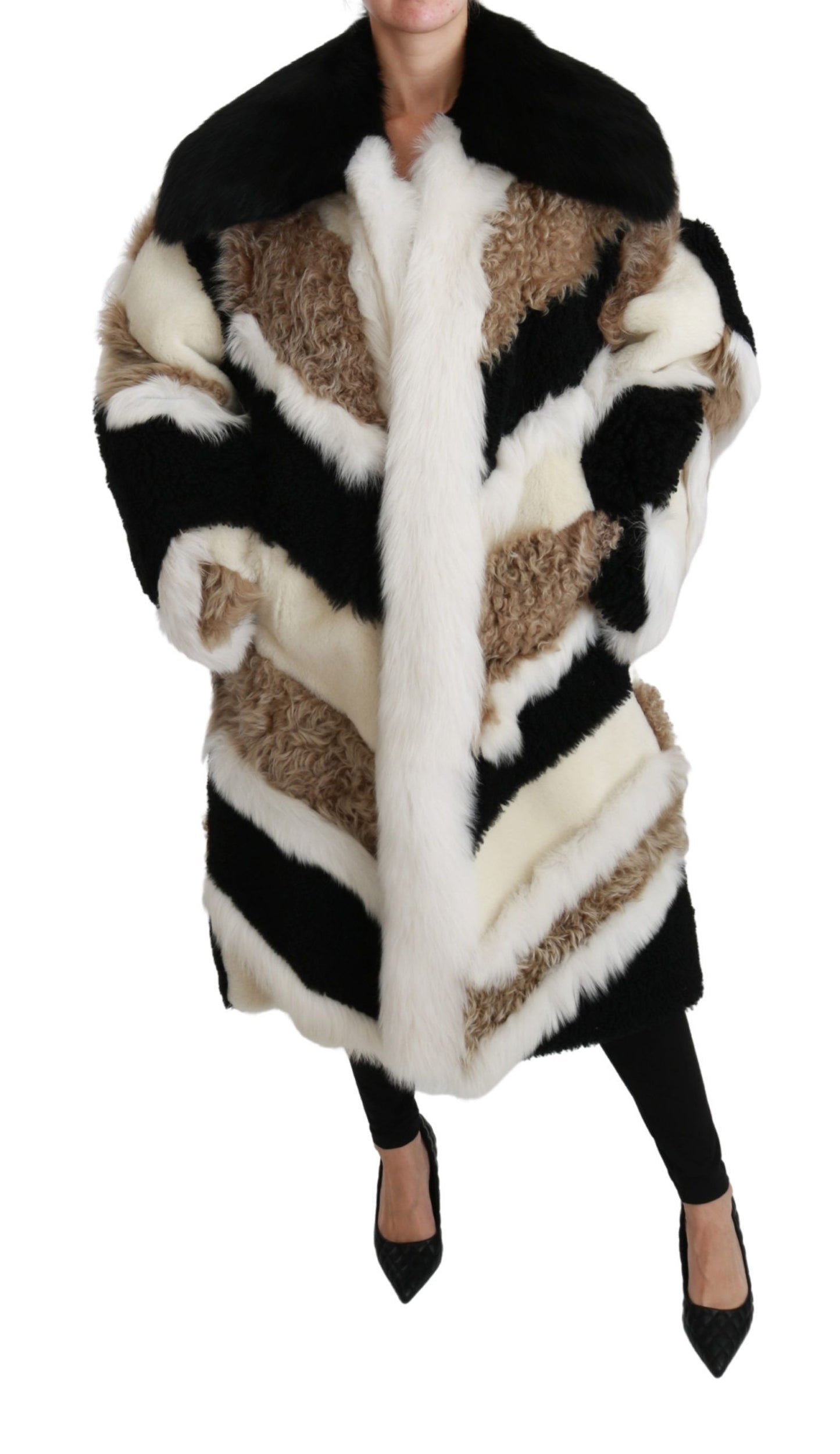 Dolce & Gabbana Sheep Fur Shearling Cape Jacket Coat