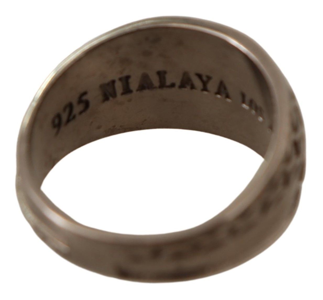 Nialaya Rhodium 925 Sterling Silver Mens Ring