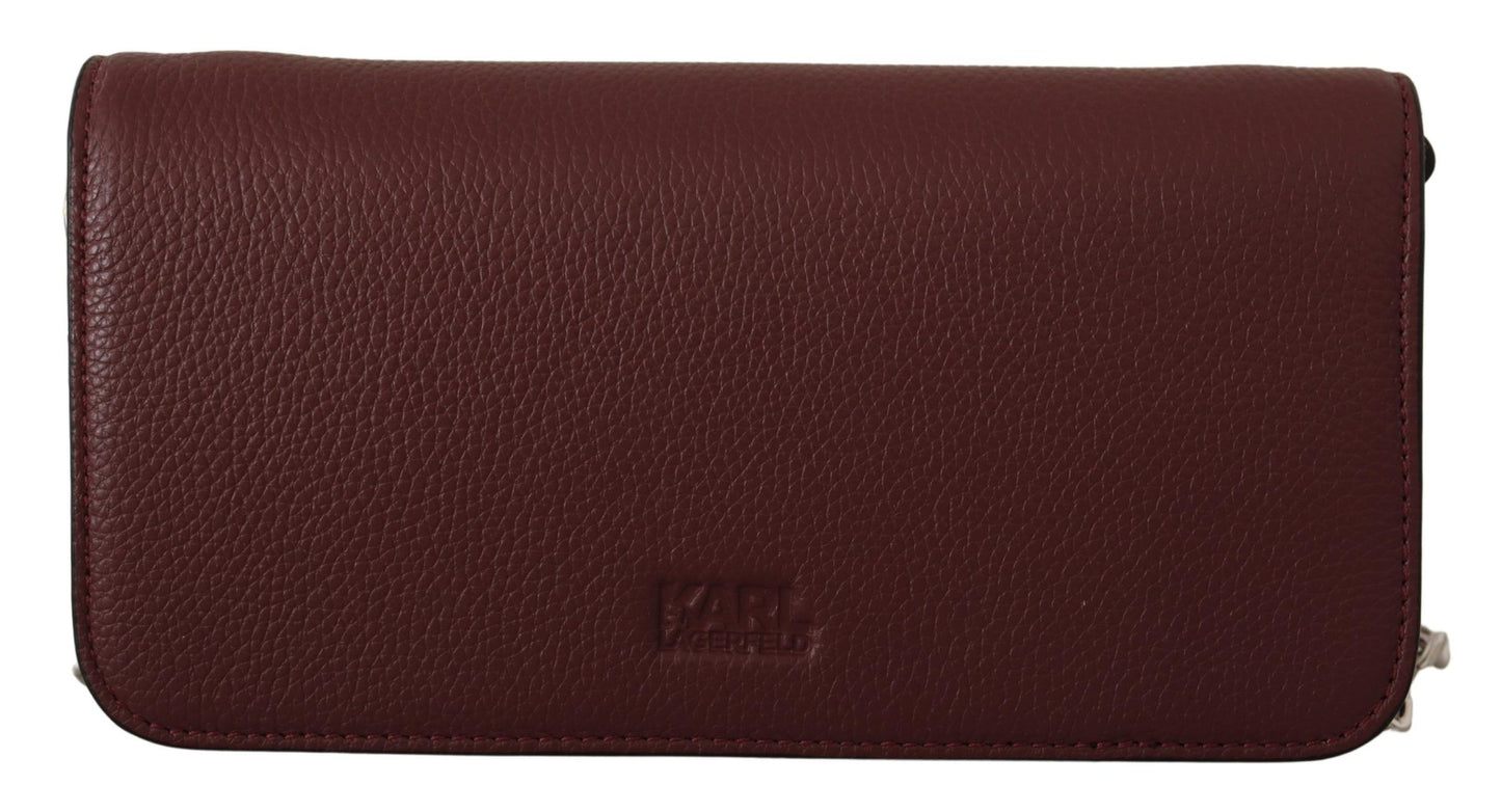 Karl Lagerfeld Wine Leather Evening Clutch Bag