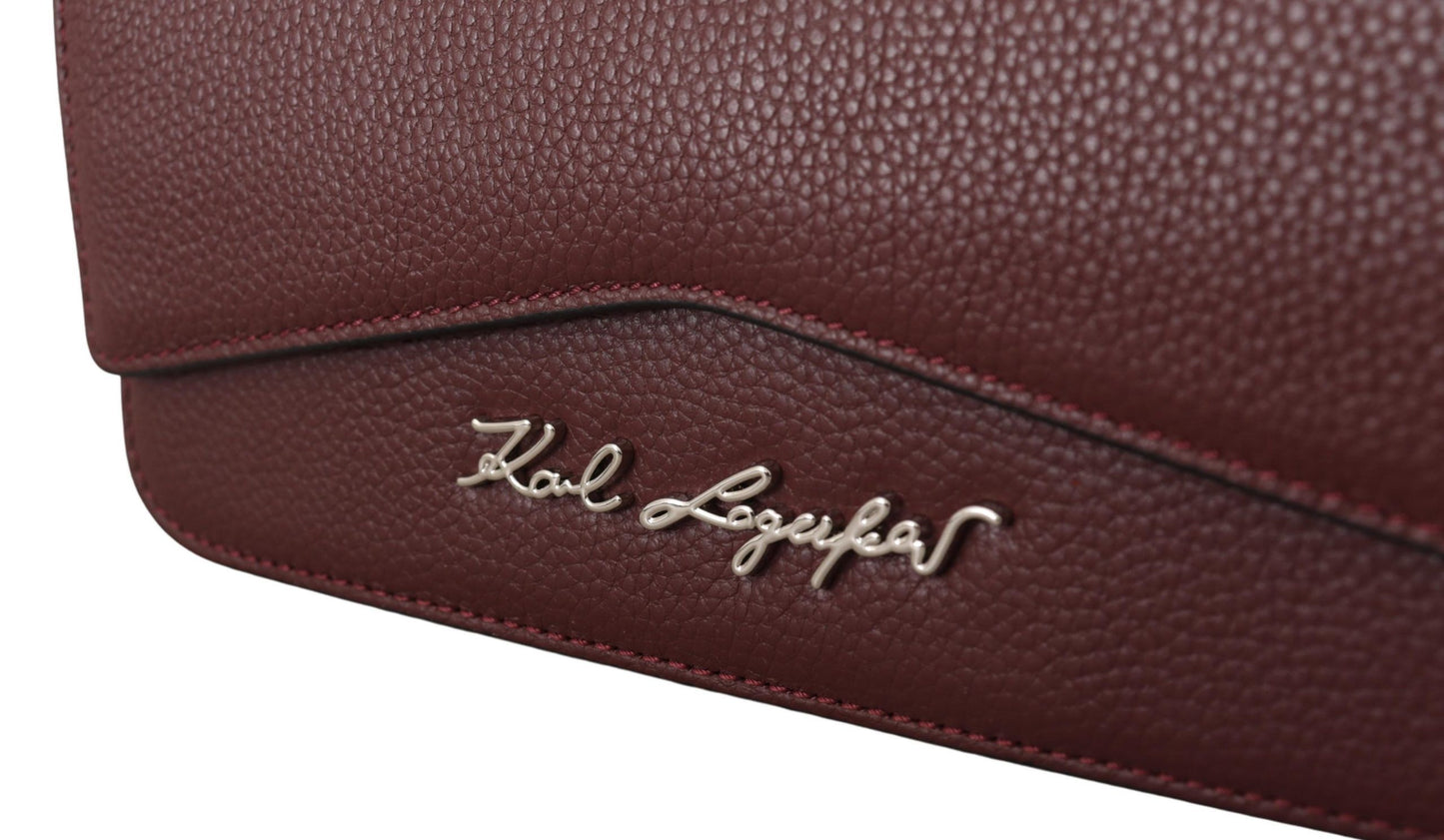 Karl Lagerfeld Wine Leather Evening Clutch Bag