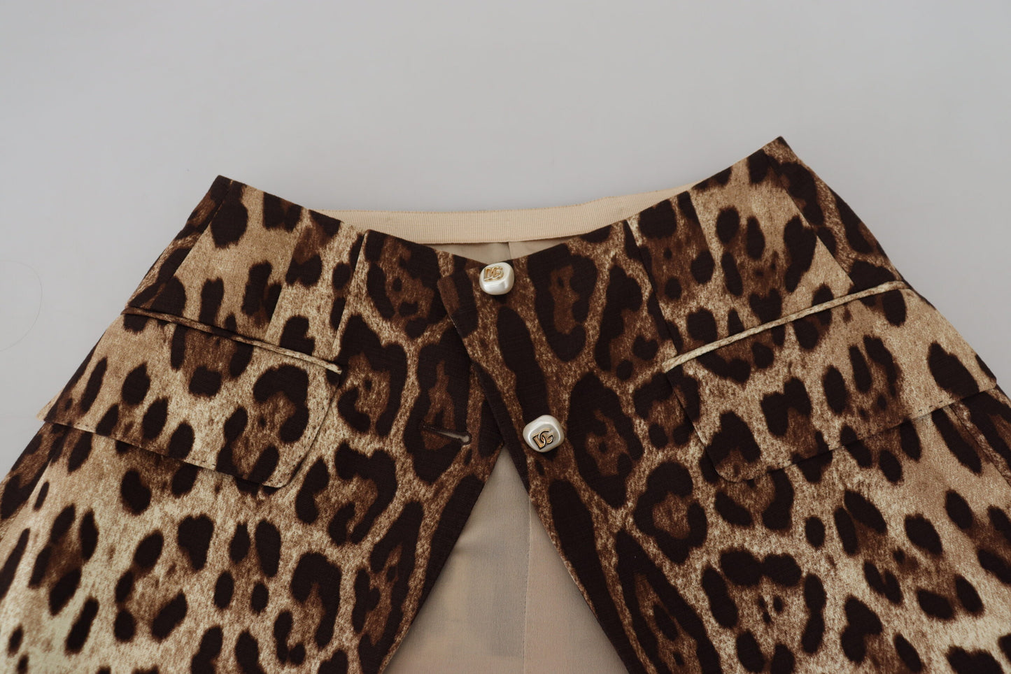 Dolce & Gabbana Brown Leopard Print Wool A-line Mini Skirt