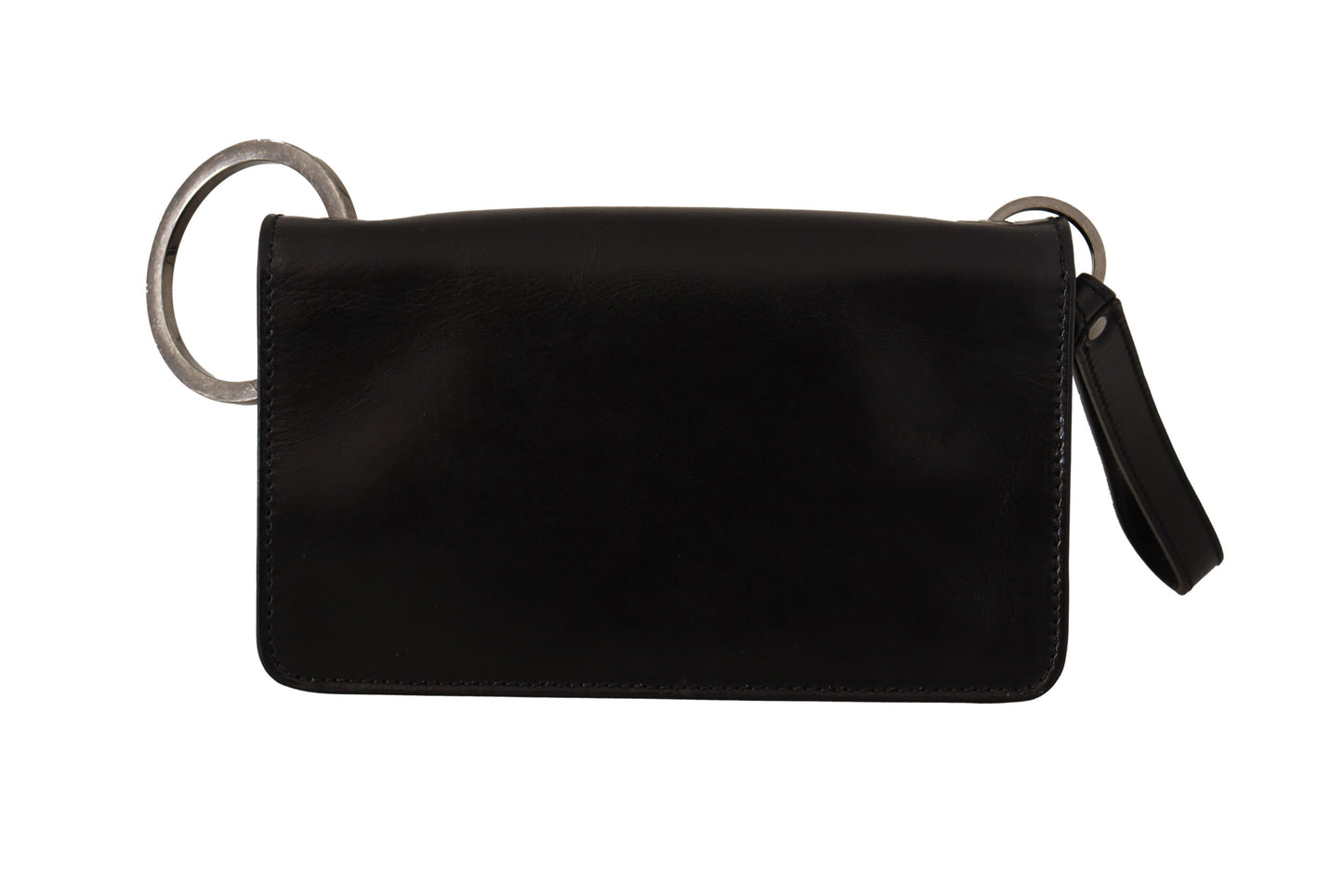 Dolce & Gabbana Black Leather Wristlet Mini Bag Card Bill Wallet