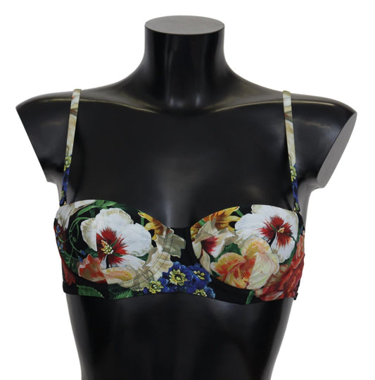 Dolce & Gabbana Multicolor Floral Print Swimwear Bikini Tops