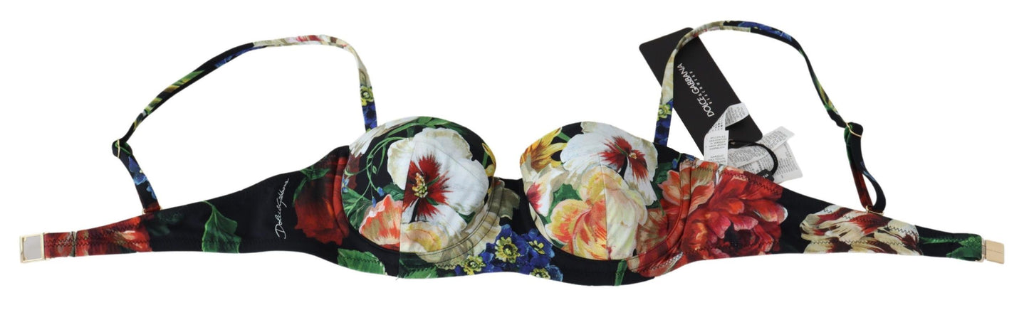 Dolce & Gabbana Multicolor Floral Print Swimwear Bikini Tops