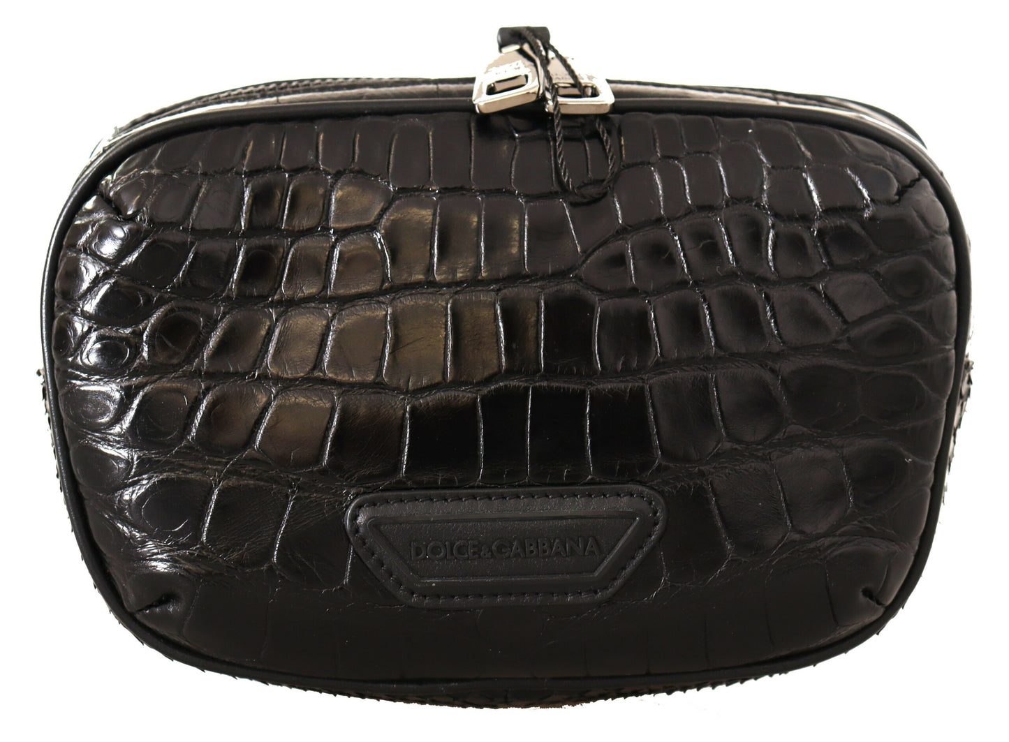 Dolce & Gabbana Black DG Logo Exotic Leather Fanny Pack Pouch Bag