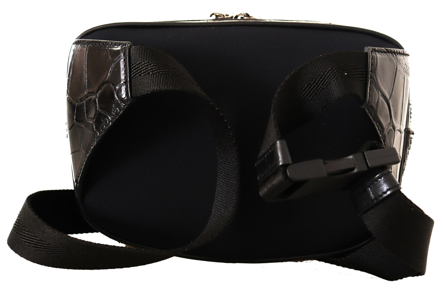 Dolce & Gabbana Black DG Logo Exotic Leather Fanny Pack Pouch Bag