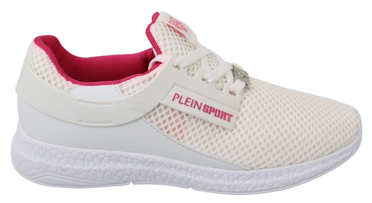 Philipp Plein White Pink Polyester Becky Sneakers Shoes