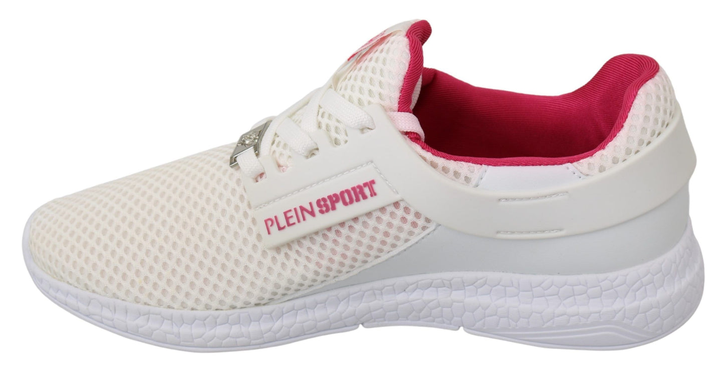 Philipp Plein White Pink Polyester Becky Sneakers Shoes