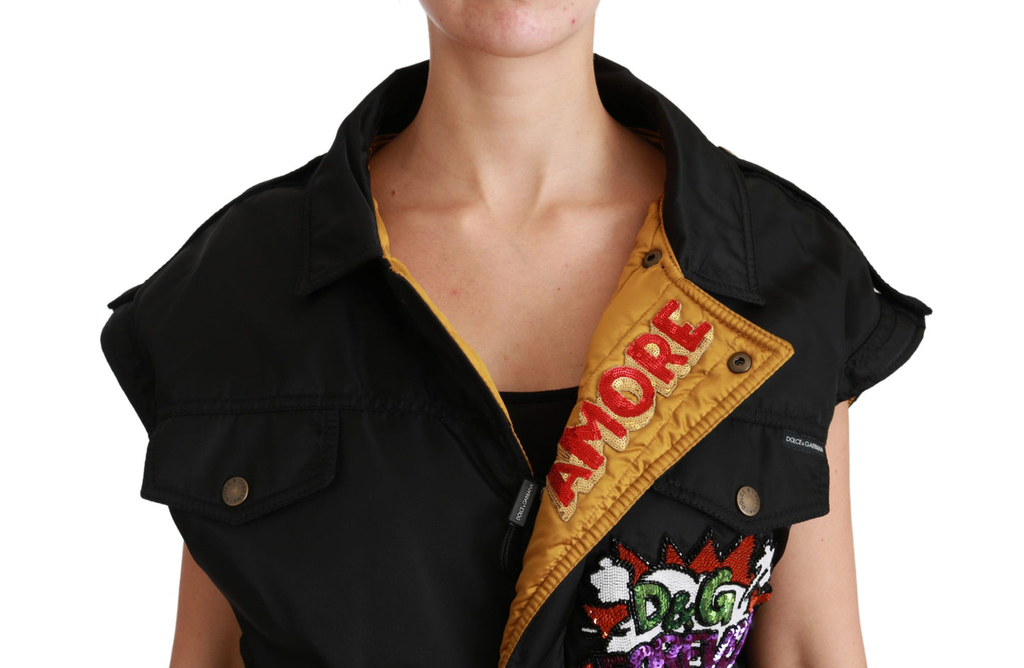 Dolce & Gabbana Black Queen Crown Sequined Bomber Jacket