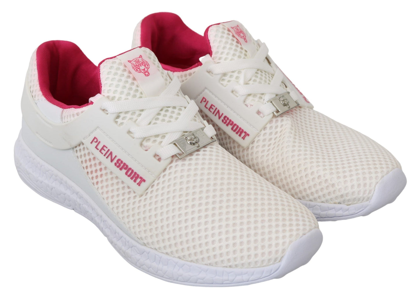 Philipp Plein White Pink Polyester Becky Sneakers Shoes