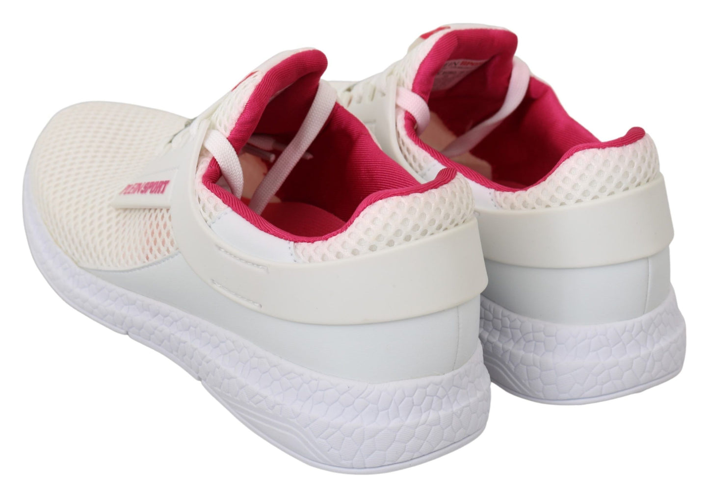 Philipp Plein White Pink Polyester Becky Sneakers Shoes