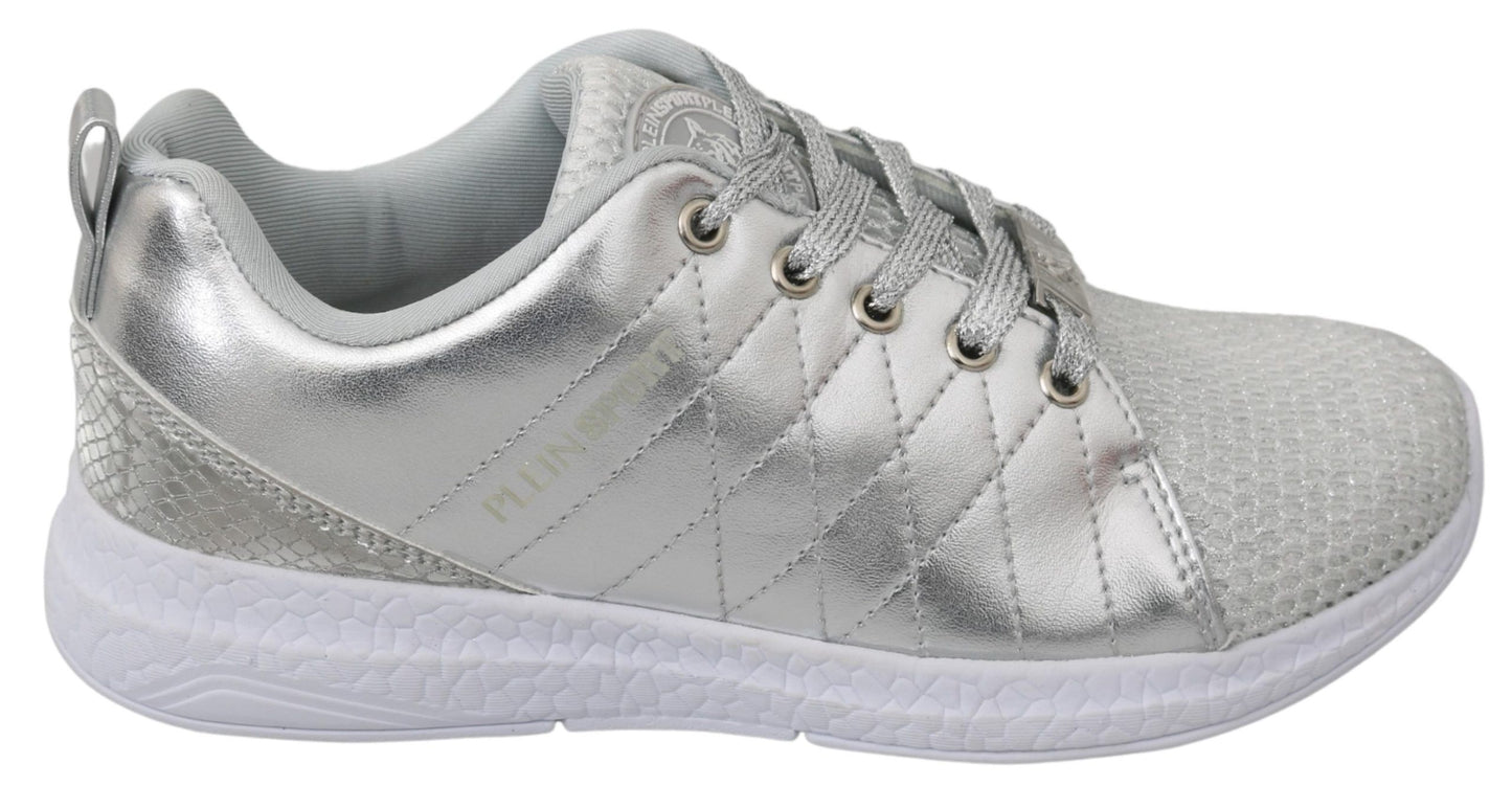 Philipp Plein Gisella Silver Polyester Sneakers Shoes